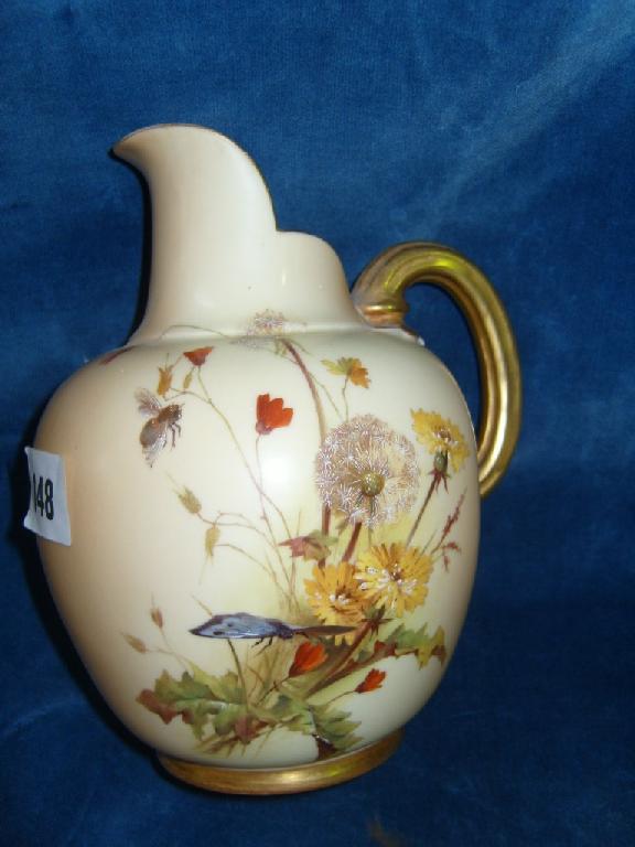 Appraisal: A Royal Worcester blush ivory jug of flat back form