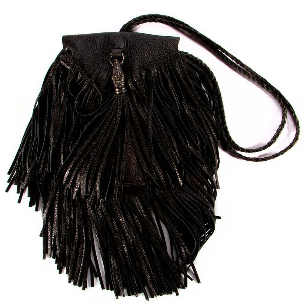 Appraisal: Kieselstein-Cord leather silver fringe bag backpack style with sterling silver