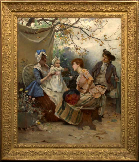 Appraisal: Emile Auguste Pinchart French - The Proud Parents oil on