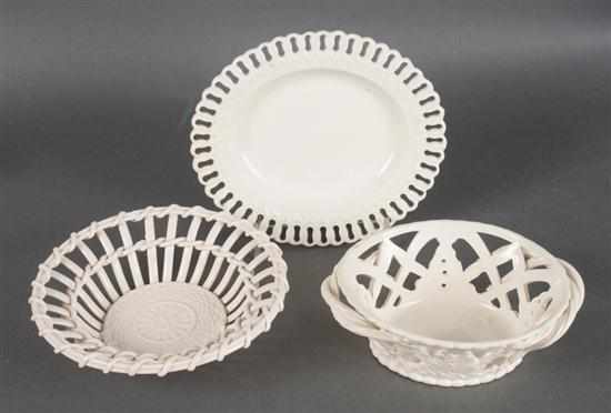 Appraisal: Wedgwood Queensware reticulated basket and a Staffordshire creamware reticulated basket