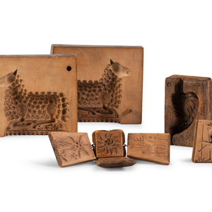 Appraisal: A Group of Wooden Biscuit or Cookie Molds comprising a