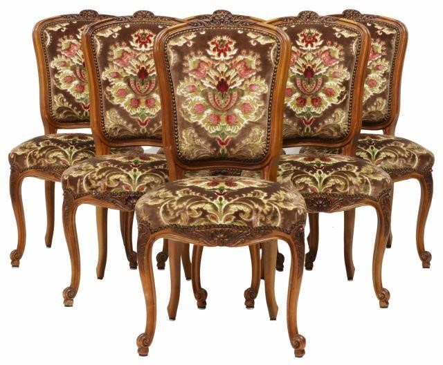 Appraisal: lot of French Louis XV style fruitwood dining chairs th