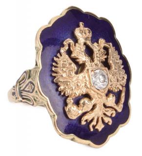 Appraisal: RUSSIAN GOLD DIAMOND ENAMEL RING A RUSSIAN GOLD DIAMOND AND