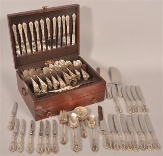 Appraisal: Pcs of Wallace Rose Point Pattern Sterling Flatware Pieces of