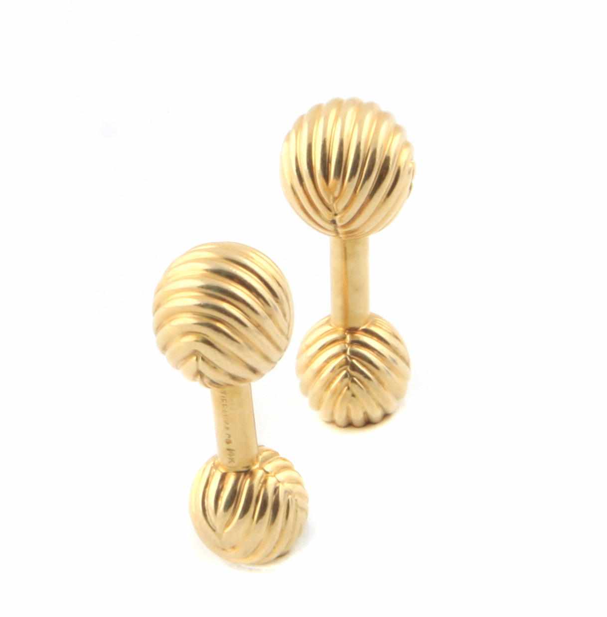 Appraisal: A pair of k gold flutted cufflinks Tiffany Co each