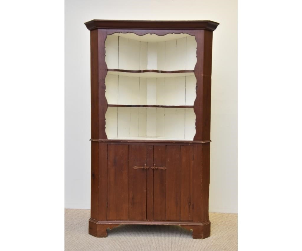 Appraisal: Country open pine corner cupboard circa h x w x