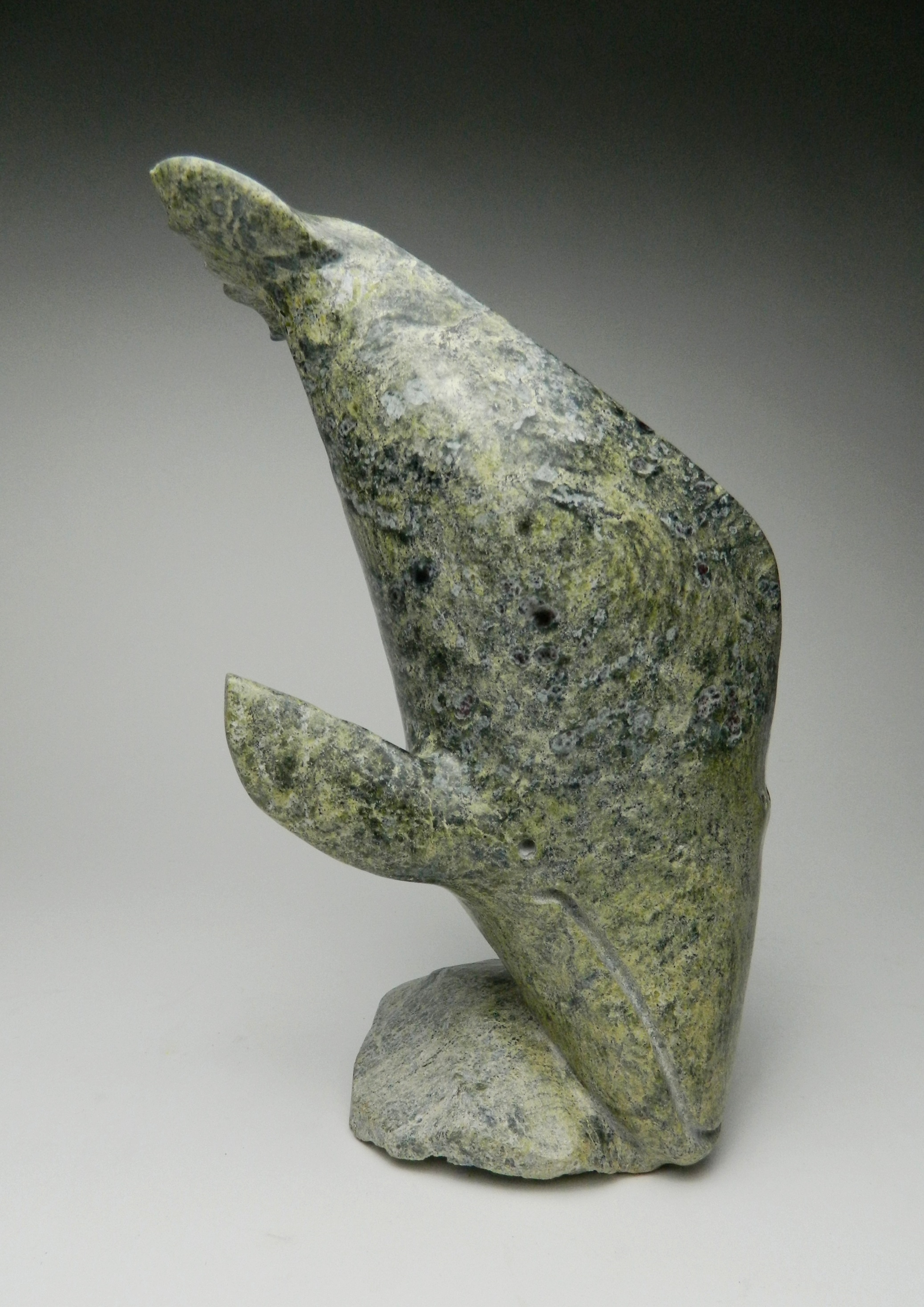 Appraisal: Jaco Ishulutaq Pangnirtung Whale- serpentine stone sculpture ''h