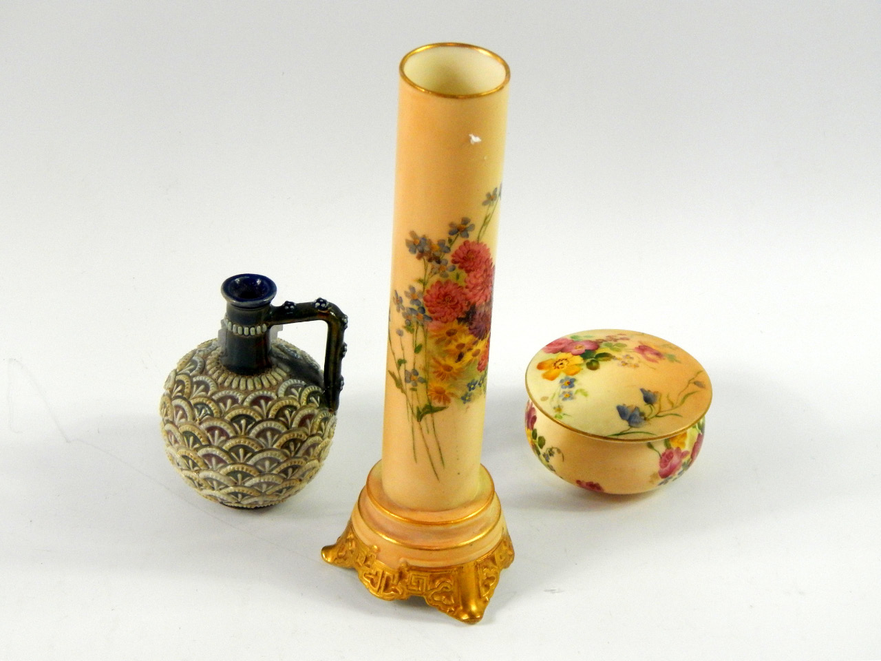 Appraisal: A Royal Worcester blush porcelain spill vase decorated with flowers