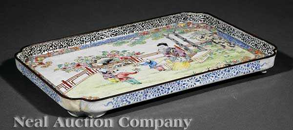 Appraisal: A Chinese Canton Enamel Rectangular Tray probably th c the