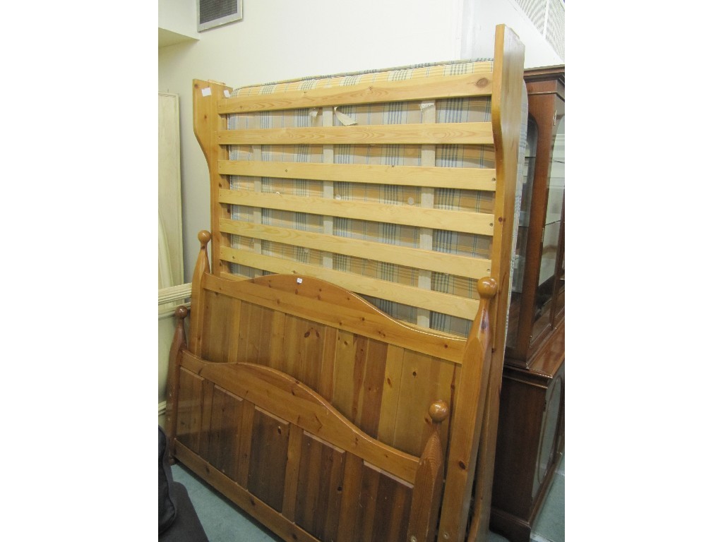 Appraisal: Pine double bed with base and mattress