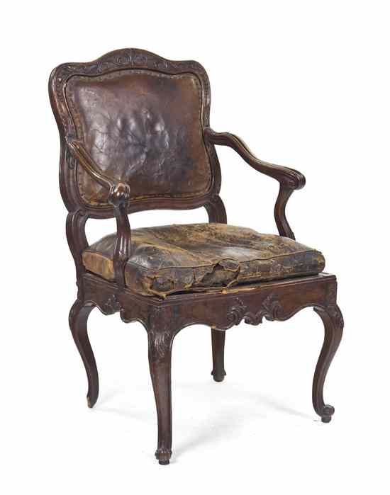 Appraisal: A Louis XV Style Walnut Fauteuil th th century having