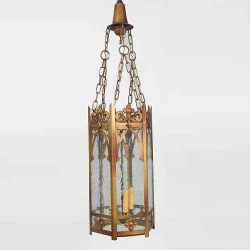 Appraisal: An American Gothic Revival Brass Hexagonal Hall Lantern circa of