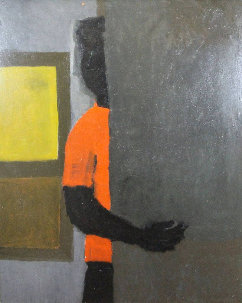 Appraisal: BOB THOMPSON AFRICAN AMERICAN - Oil On Masonite Fearful Insider