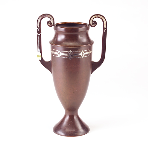 Appraisal: HEINTZ Sterling-on-Bronze large urn overlaid with bands of floral decoration