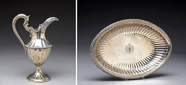 Appraisal: A Portuguese silver neoclassical pitcher and basin setMaker AM Porto