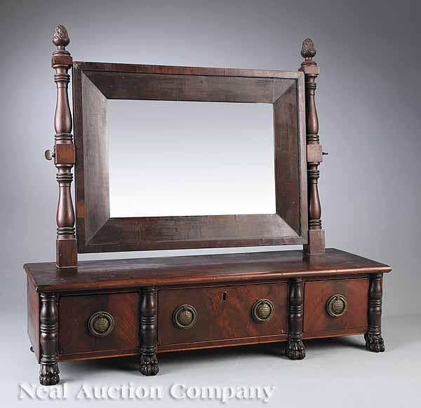 Appraisal: An American Classical Carved Mahogany Dressing Mirror c - turned