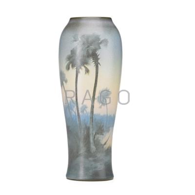 Appraisal: FRED ROTHENBUSCH ROOKWOOD Scenic Vellum vase with palm trees Cincinnati