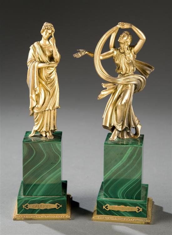 Appraisal: Pair of small Italian gilt bronze statues of the Greek