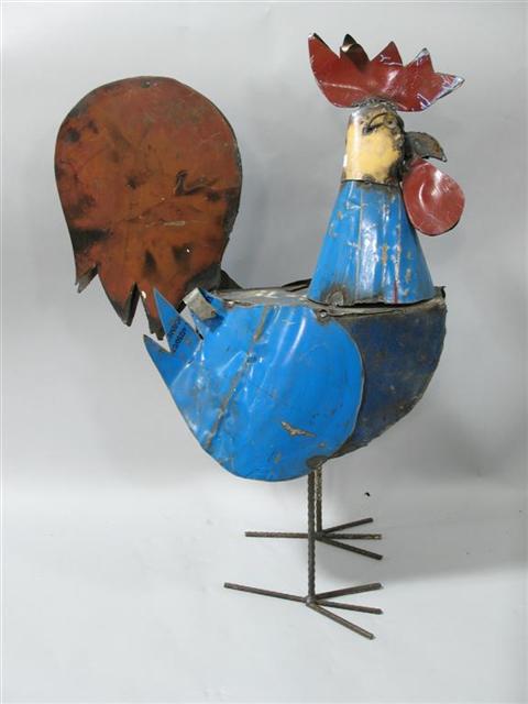 Appraisal: ASSEMBLED METAL ROOSTER SCULPTURE The fantastic bird formed of different