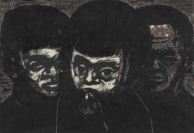 Appraisal: Irwin Jacob Rosenhouse American b Three Children Woodcut on paper