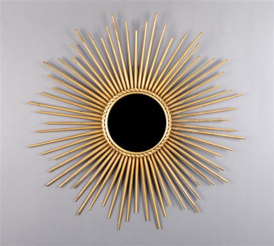 Appraisal: A Gilt Metal Sun Form Mirror Diameter inches