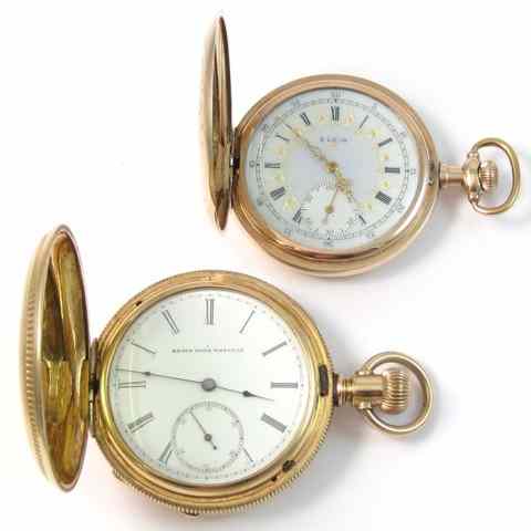 Appraisal: TWO ELGIN HUNTER CASE POCKET WATCHES model size jewels fancy