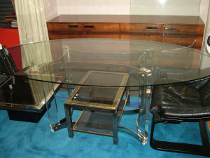 Appraisal: A perspex and steel dining table circa the four perspex