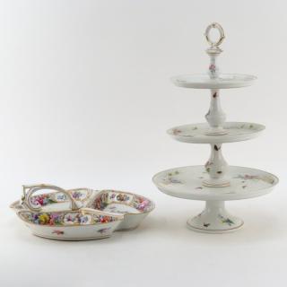 Appraisal: Grouping of Two Hand Painted Porcelain Tabletop Items Grouping of