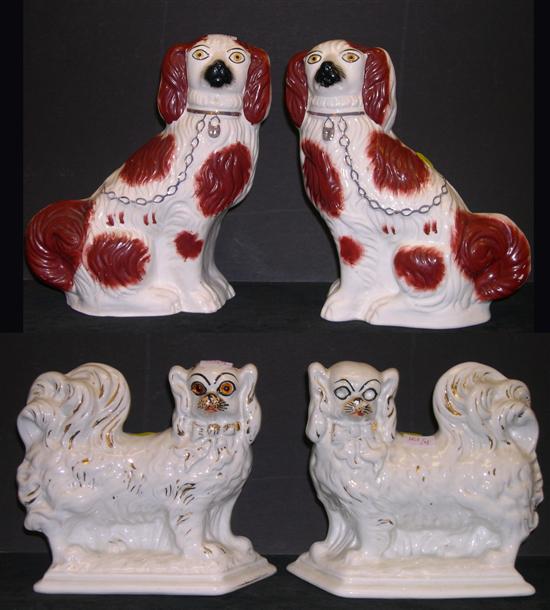 Appraisal: Two pairs of Staffordshire dogs one pair brown and white