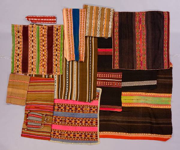 Appraisal: A group of Andean textiles Including mantas or blankets a