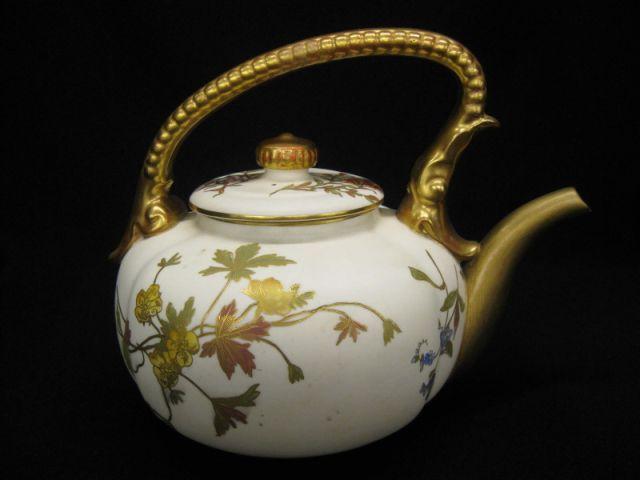 Appraisal: Royal Worcester Porcelain Teapot handpainted floral restored spout