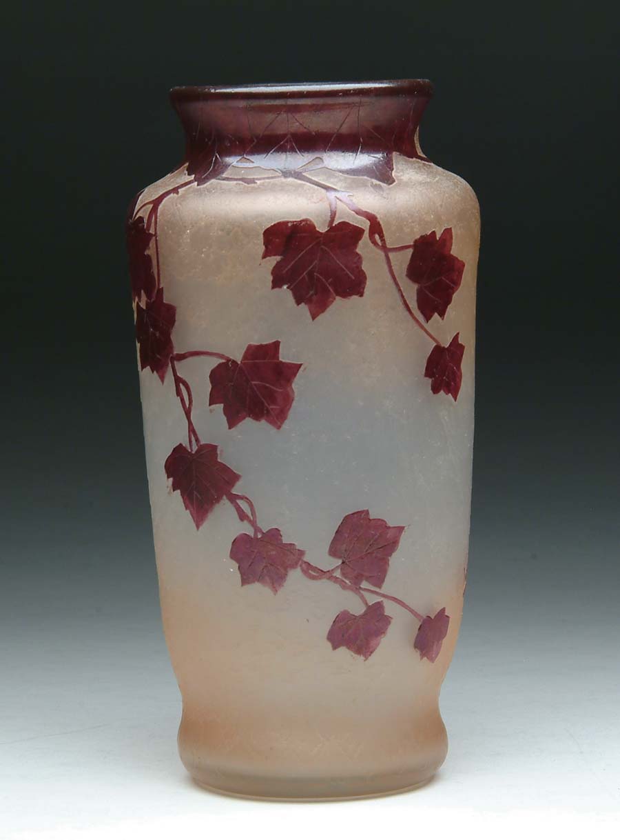 Appraisal: LEGRAS CAMEO VASE Legras vase features a decoration of amethyst