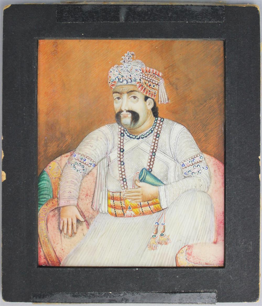 Appraisal: INDIAN SCHOOL MINIATURE OF AN INDIAN GENTLEMAN Gouache on ivory