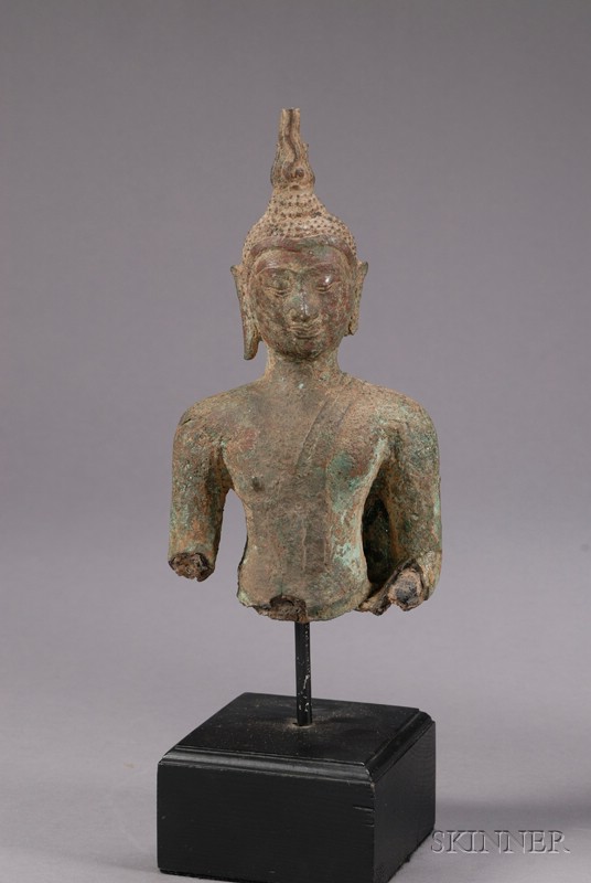 Appraisal: Bronze Buddha Thailand Sukhothai th century fragmentary head and torso