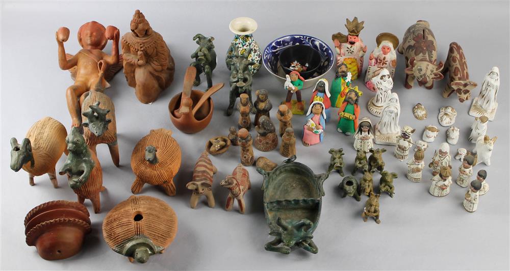 Appraisal: LARGE COLLECTION OF MEXICAN CERAMIC FIGURES including figures of farm