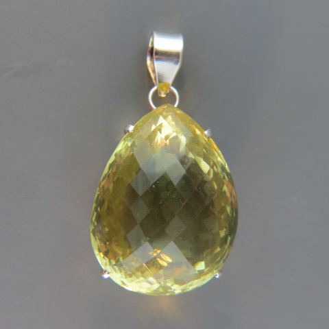 Appraisal: Lemon Citrine Pendant large fancy cut teadrop gem weighing over