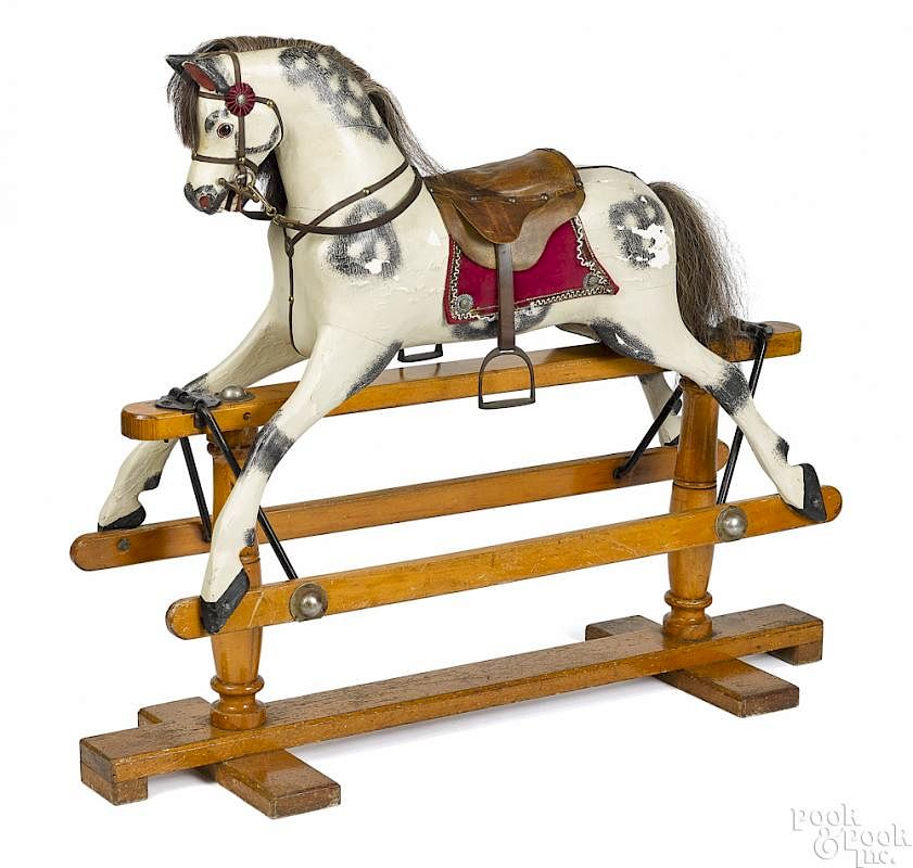 Appraisal: Child's painted and carved wood rocking horse Child's painted and