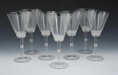 Appraisal: Seven Lalique Crystal Wine Goblets Each apprx - H with