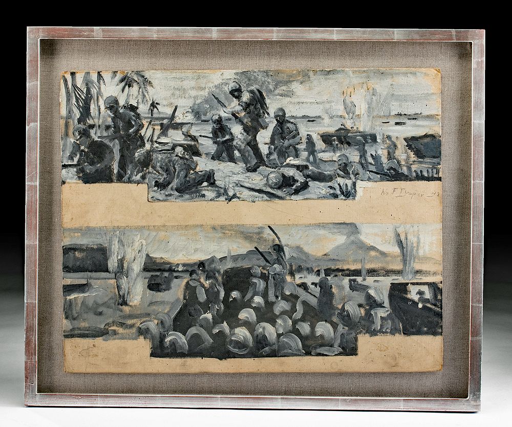 Appraisal: Framed Pair - William Draper WWII Battlefield Paintings William Franklin