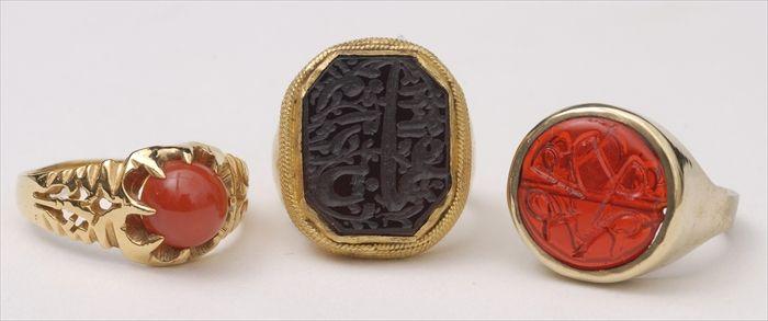 Appraisal: THREE RINGS stamped k approx size and Provenance Property from