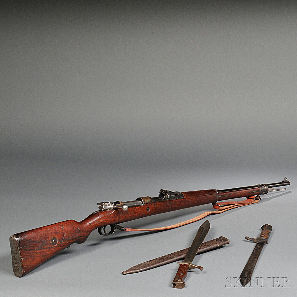 Appraisal: German Gewehr Bolt Action Rifle and Two Bayonets c serial