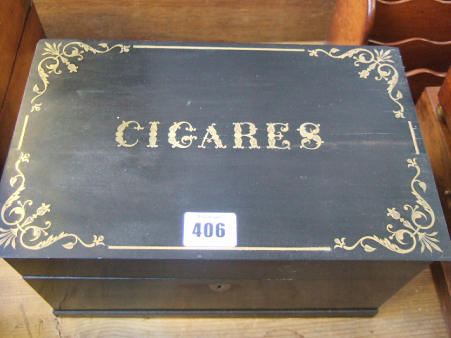 Appraisal: A th century French ebonised and brass inlaid cigar box