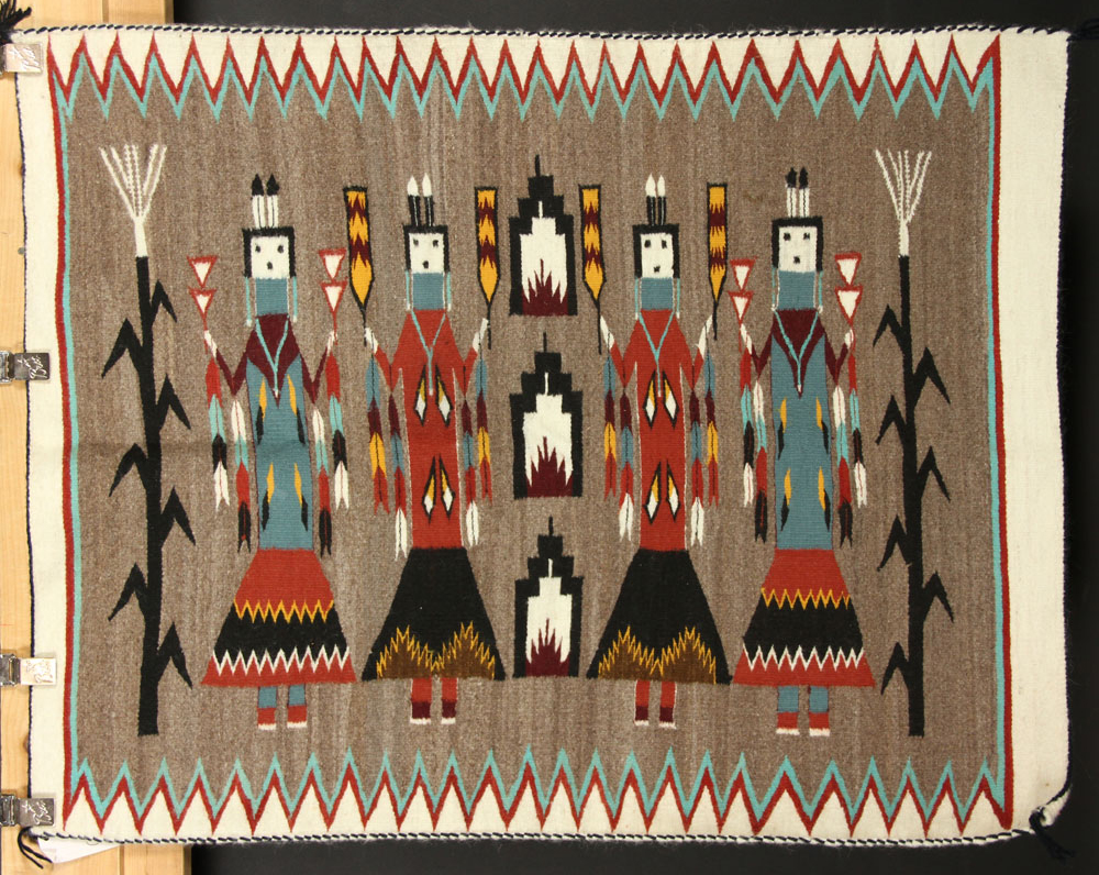 Appraisal: - Native American Yei Woven Carpet Native American Yei carpet