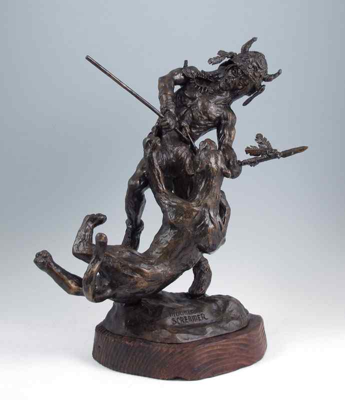 Appraisal: SODERBERG John American - ''Mountain Screamer'' Bronze Warrior Fighting A