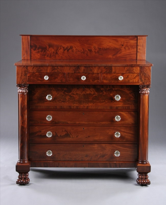 Appraisal: AMERICAN EMPIRE MAHOGANY SIX-DRAWER CHEST Early th century Raised rectangular