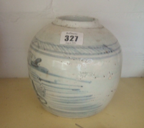 Appraisal: A South East Asian provincial jar painted with stylised water