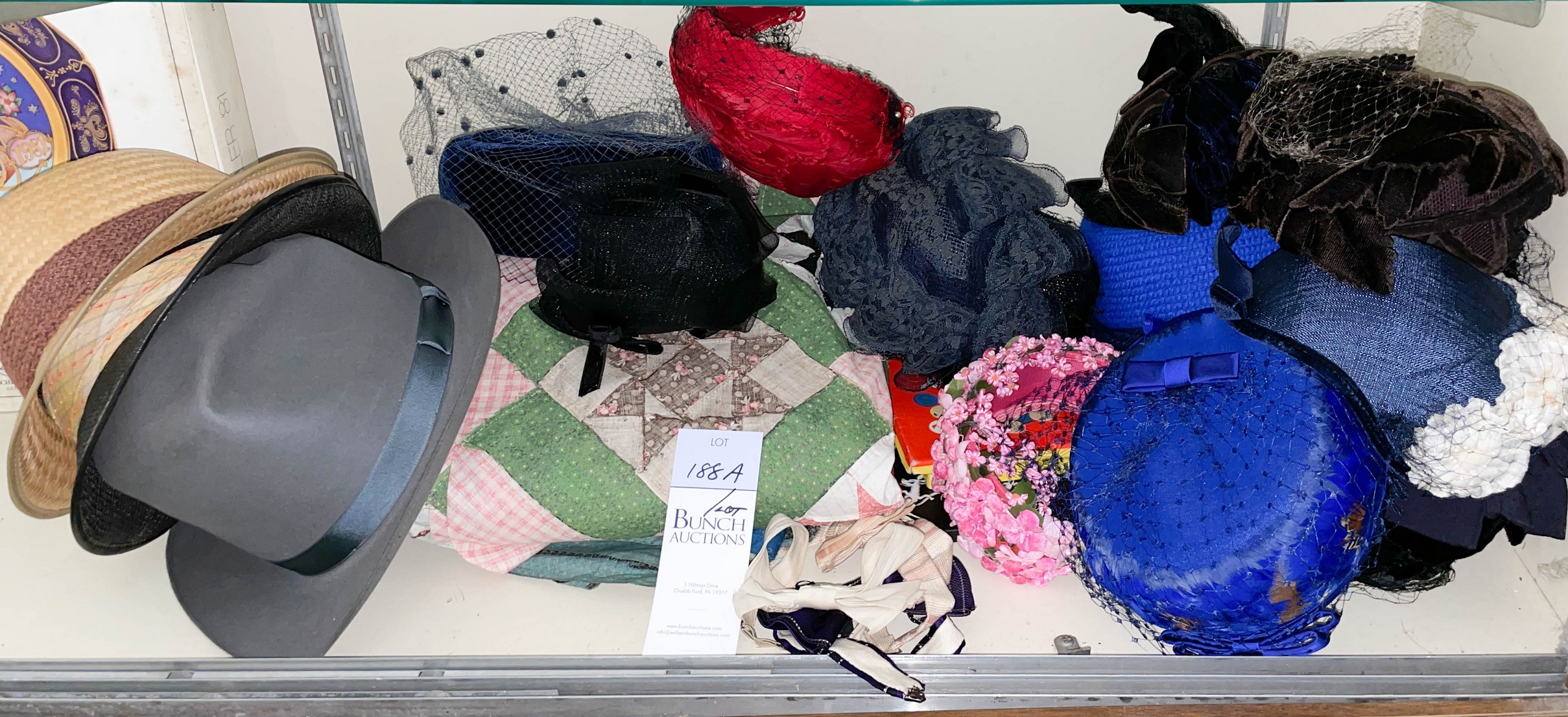 Appraisal: Vintage hats quilt portions and bowties to include 's s