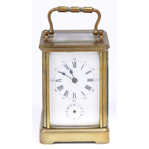 Appraisal: A French brass carriage timepiece with alarm early th c