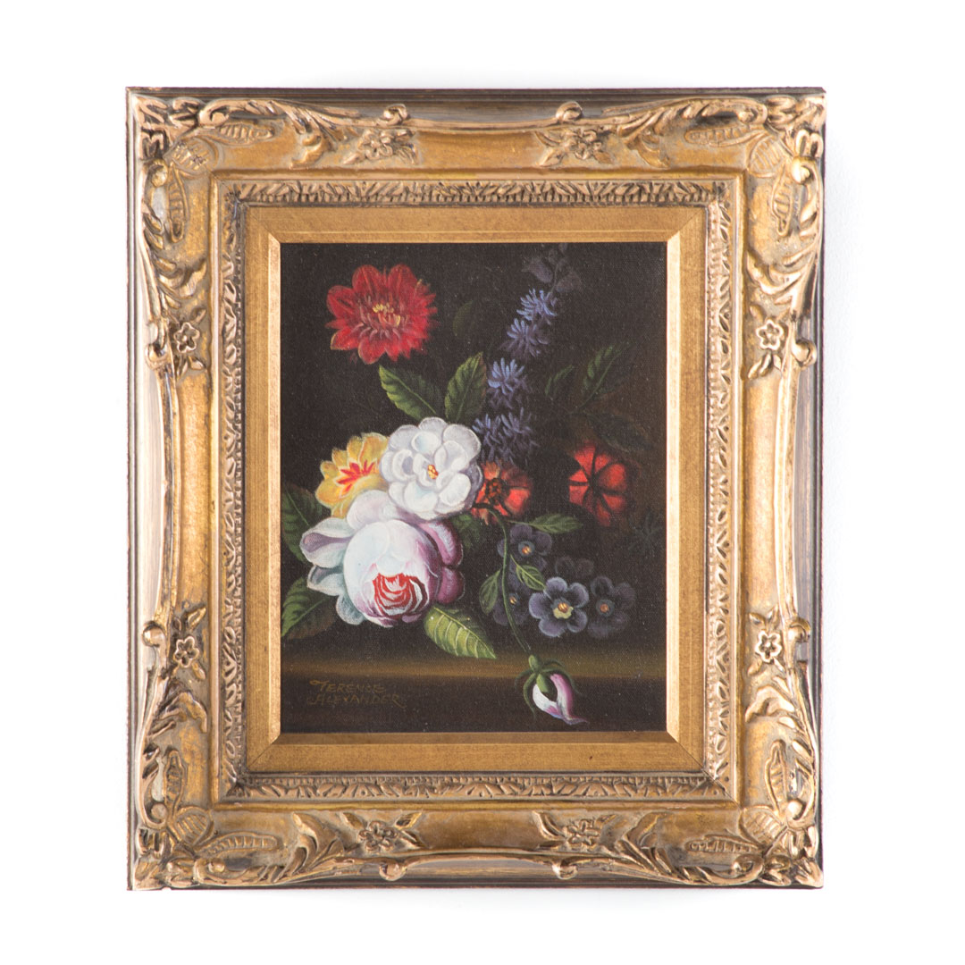 Appraisal: Terence Alexander Floral Still Life oil British th Century Oil