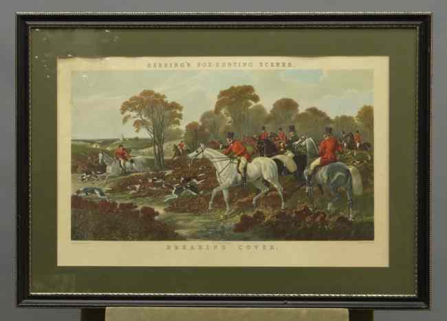 Appraisal: Fox hunting print ''Herring's Fox- Hunting Scene '' as found